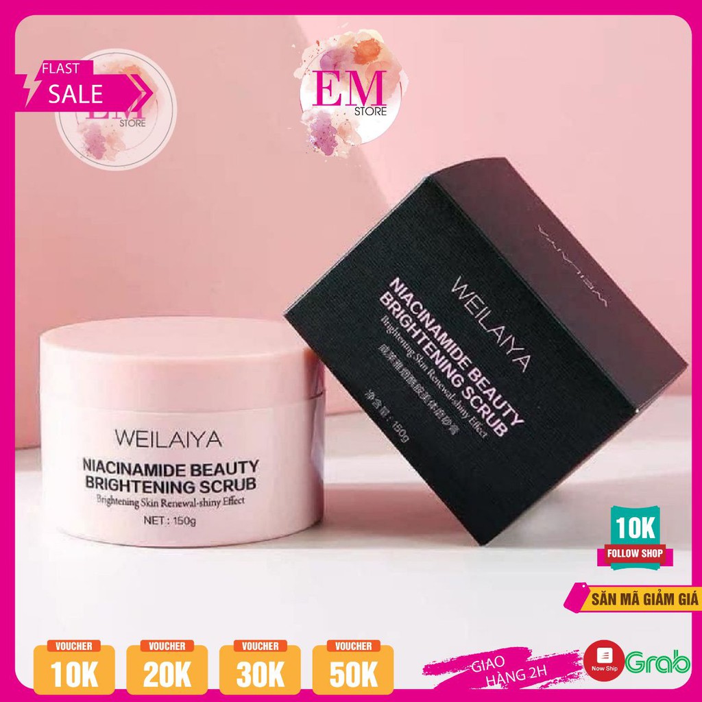 Tẩy da chết toàn thân Weilaiya Niacinamide Brightening Scrub 150gr , loại bỏ tế bào chết làm sạch lỗ chân lông