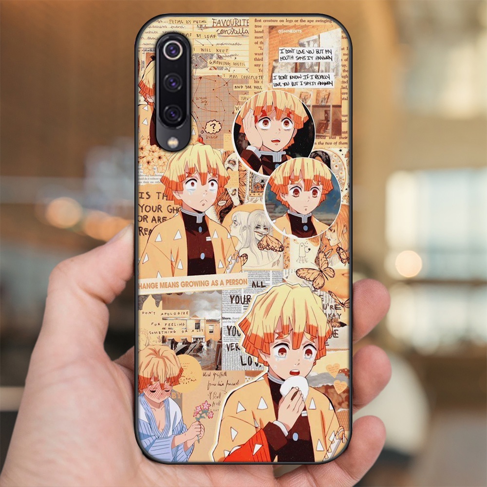 Ốp lưng Xiaomi Mi 9, Mi 9 SE viền đen in hình Zenitsu Kimetsu no Yaiba