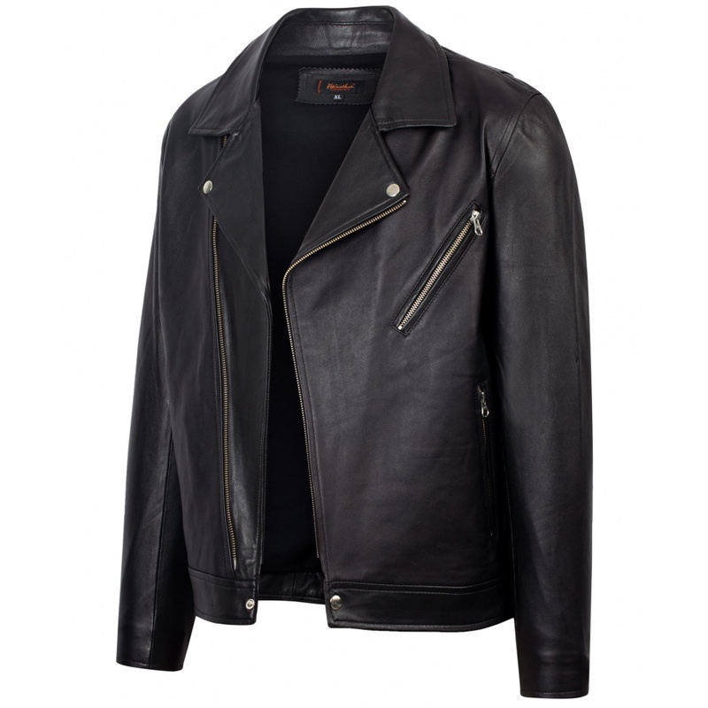 Áo khoác da nam Ftt Leather dáng Biker Jacket Minimalist da cừu màu đen