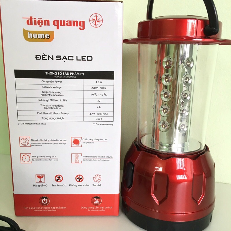Đèn Sạc, Đèn Led Tích Điện Cao Cấp Điện Quang ĐQ PRL01, BH 12 tháng chính hãng