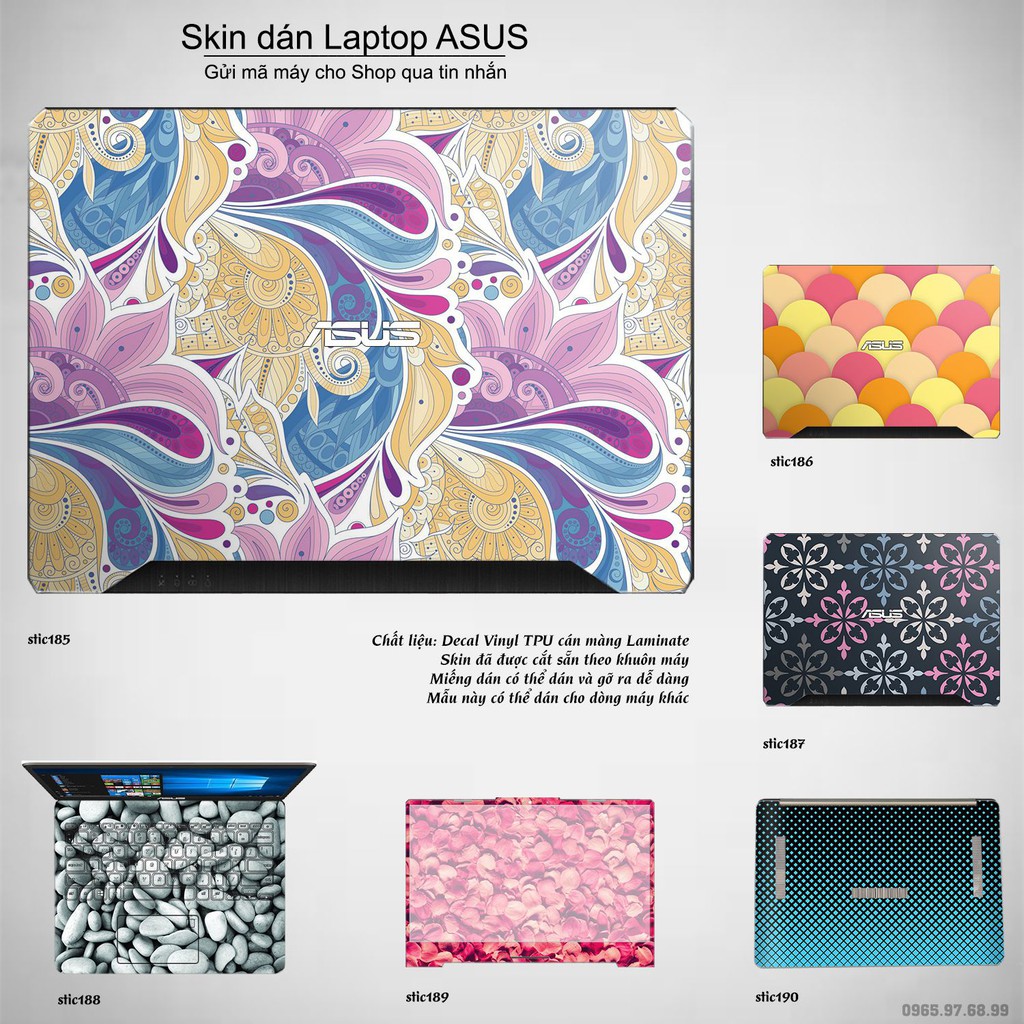 Skin dán Laptop Asus in hình Hoa văn sticker nhiều mẫu 31 (inbox mã máy cho Shop)