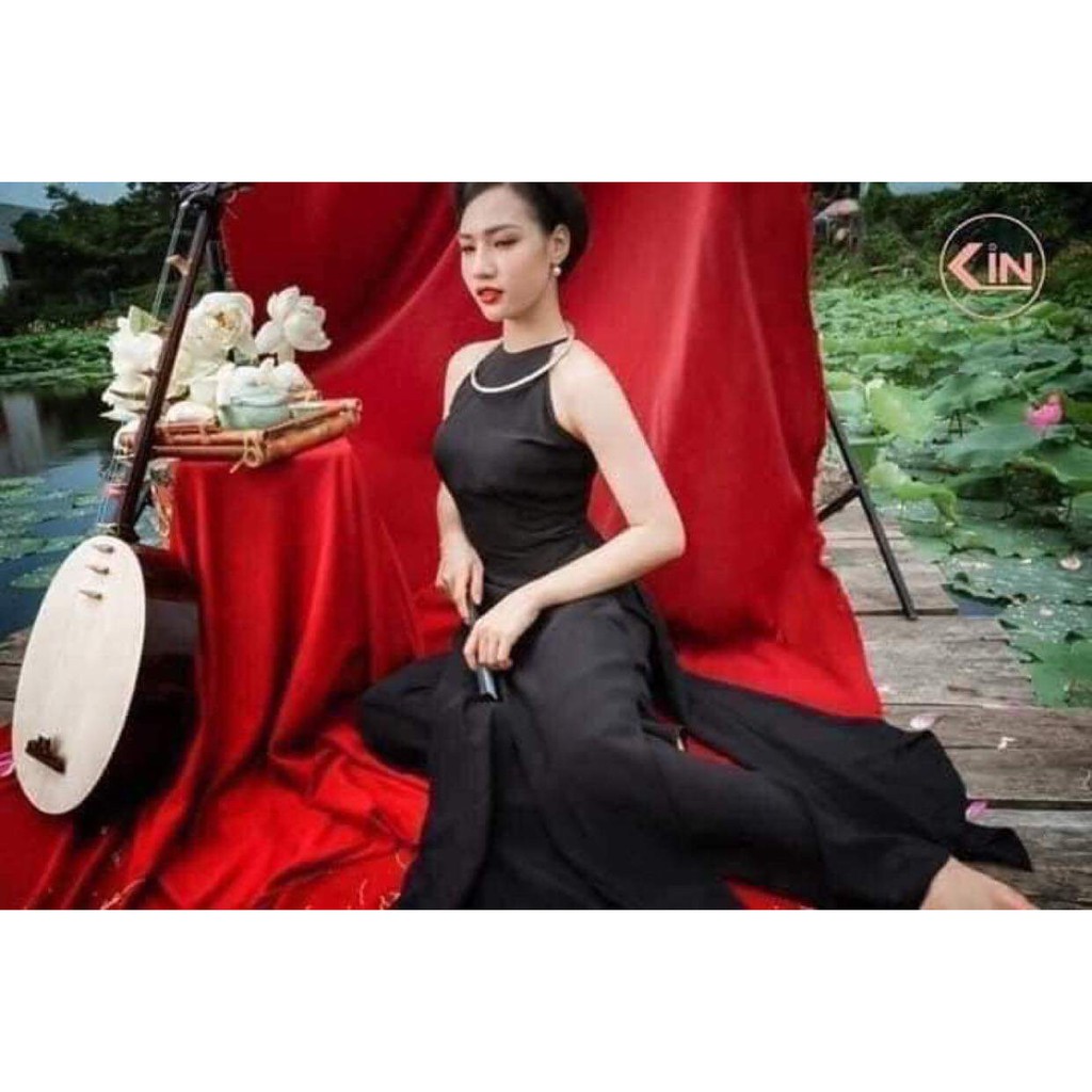 Áo Dài Yếm Lụa Tây Thi Cao Cấp_Áo Dài Yếm Chụp Hoa Sen_AY649