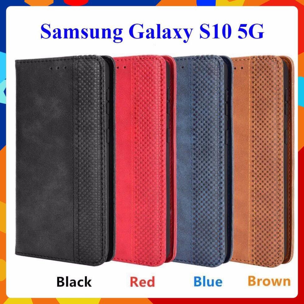 Bao da dạng ví Samsung S10 5G  hit nam châm, ngăn đựng thẻ ATM tiền tiện lợi