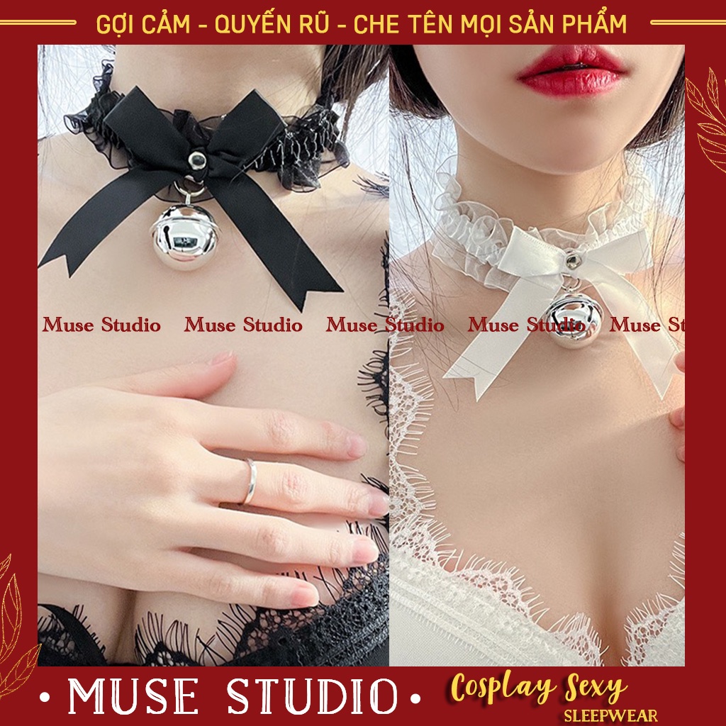 vòng cổ choker sexy hình quả chuông phối voan có thể làm ren đùi