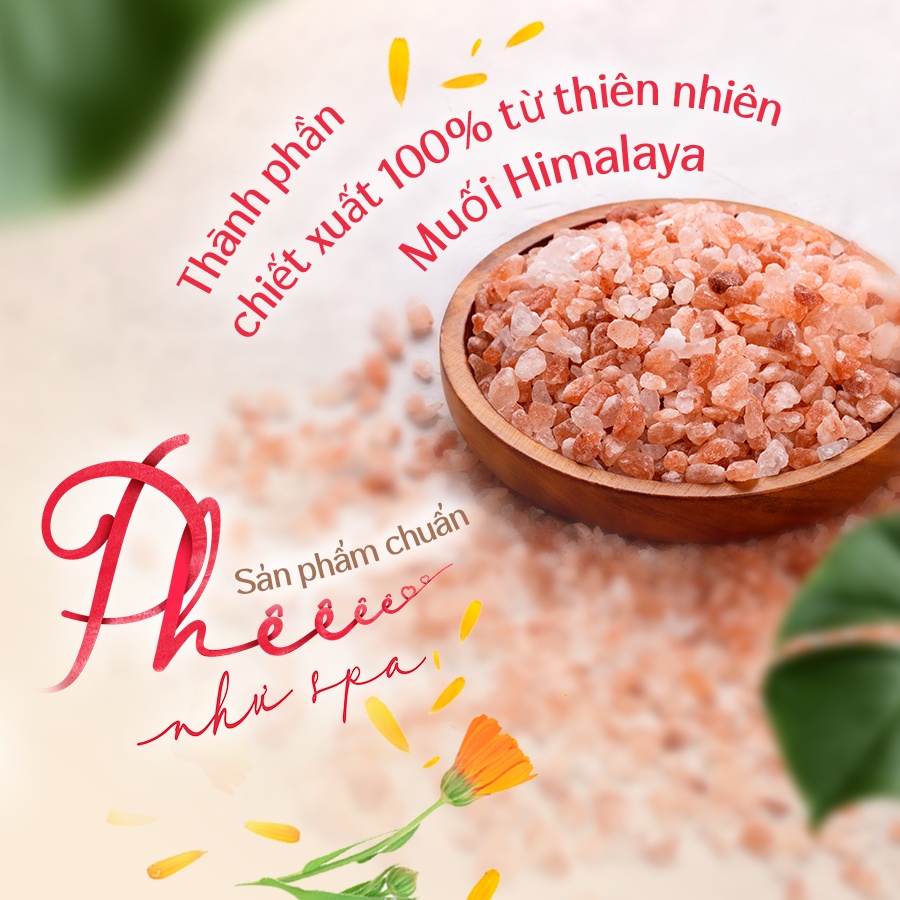 Muối tắm tẩy tế bào chết body Felina Home Spa muối hồng Himalaya 100g/500g dành cho da mụn