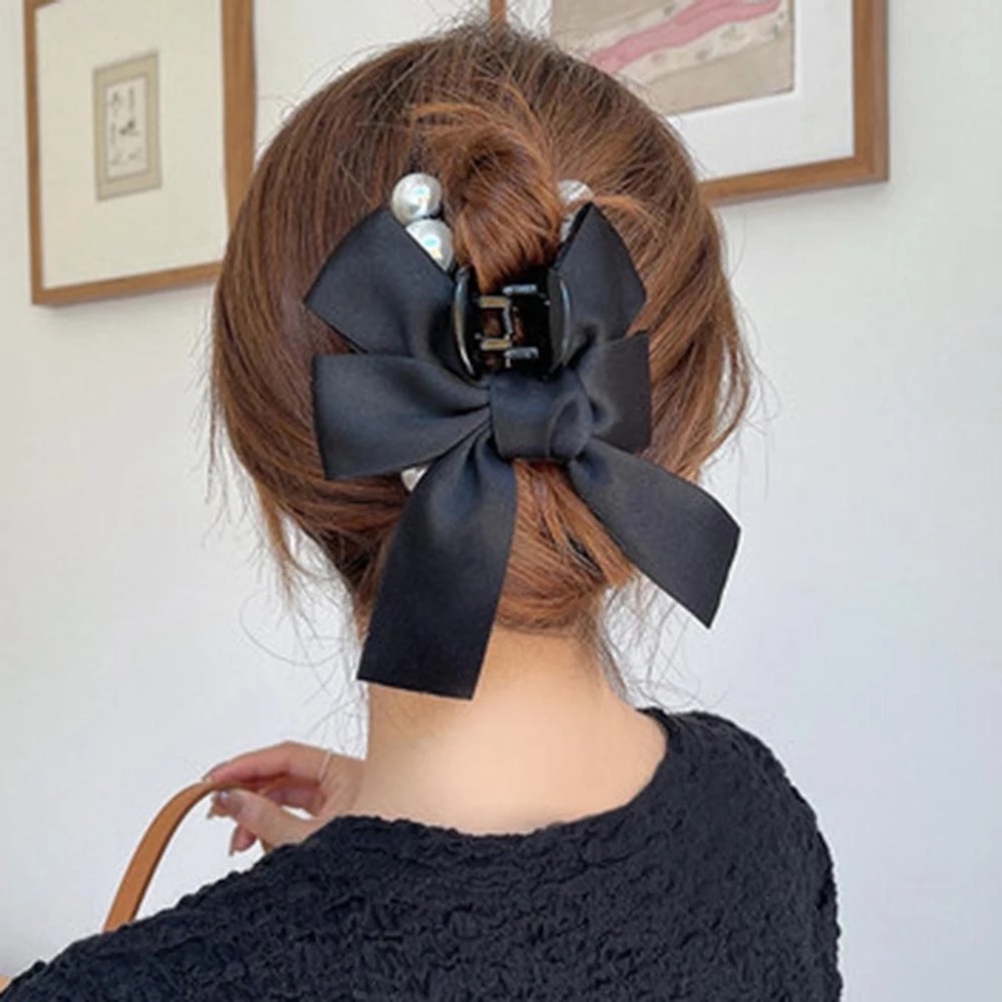 Kẹp Tóc Hình Nơ Đính Ngọc Trai Thời Trang Cho Nữ
