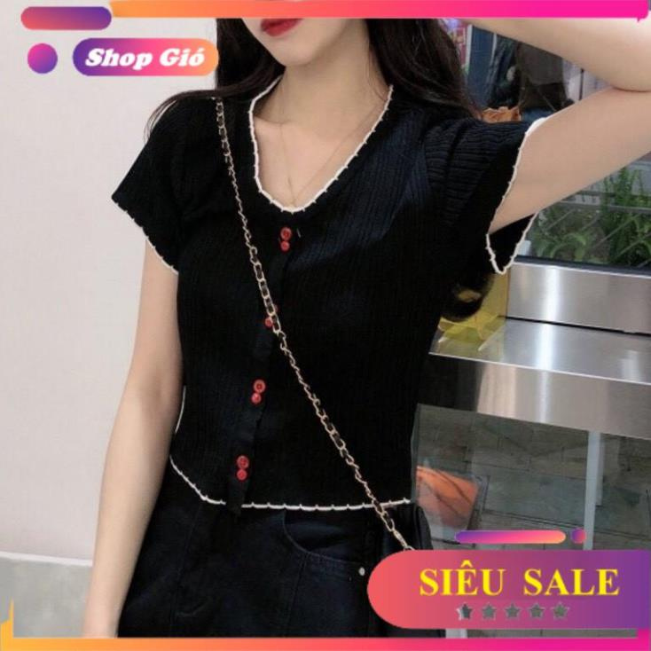 [SALE SOCK] áo thun dệt kim ngắn tay cổ V khuyu đôi 0110 mẫu thiết kế mới hot nhất năm