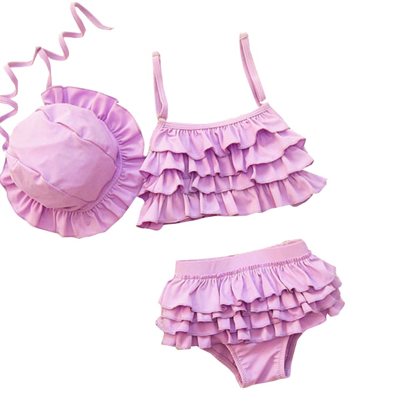 Bộ 3 Món Áo Crop Top + Bikini Xinh Xắn Cho Bé Gái