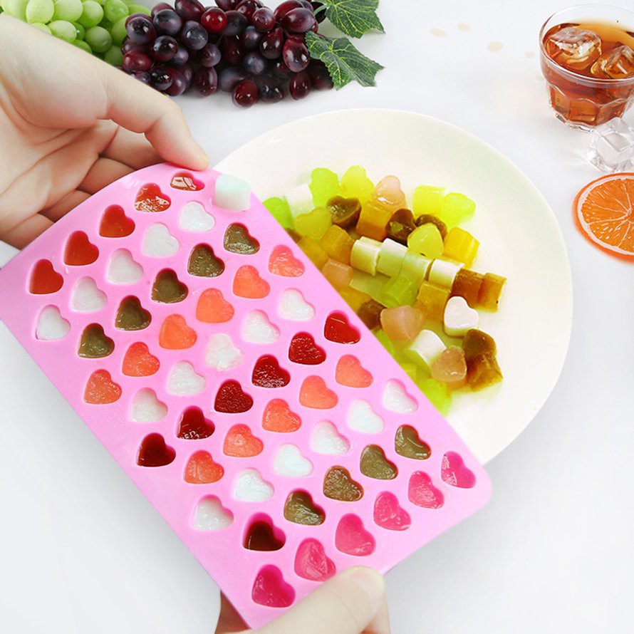 Khay làm đá 55 ô hình trái tim nhỏ bằng silicone
