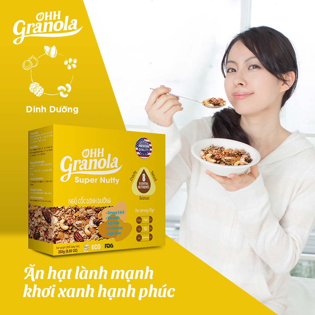 Ngũ Cốc Dinh Dưỡng Từ Các Loại Hạt Trái Cây Granola Super Nutty Nguyên Chất Giàu Omega Năng Lượng