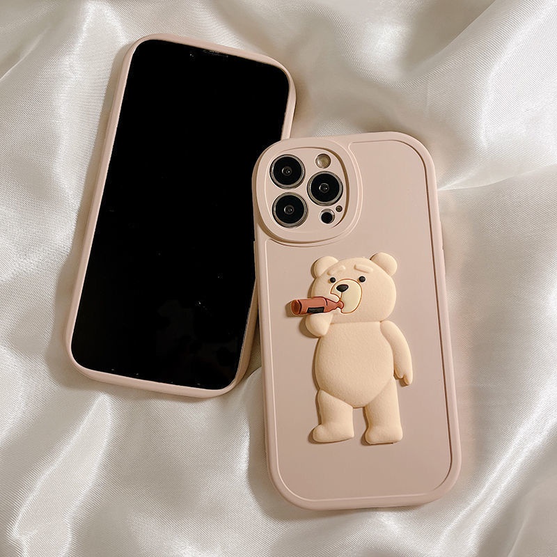 Ốp Điện Thoại Hình Gấu Uống Bia Cho Iphone13 Pro max 11 Pro max 12 Pro max