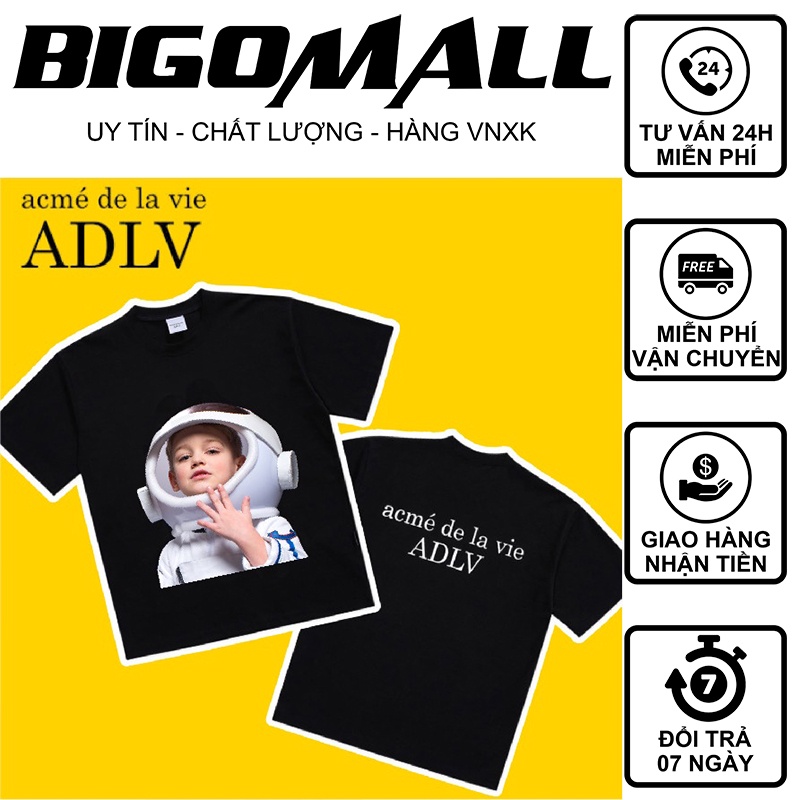 Áo thun tay lỡ ADLV BABY Phi Hành Gia BIGOMALL - Áo phông nam nữ unisex Freesize Form Rộng 65kg