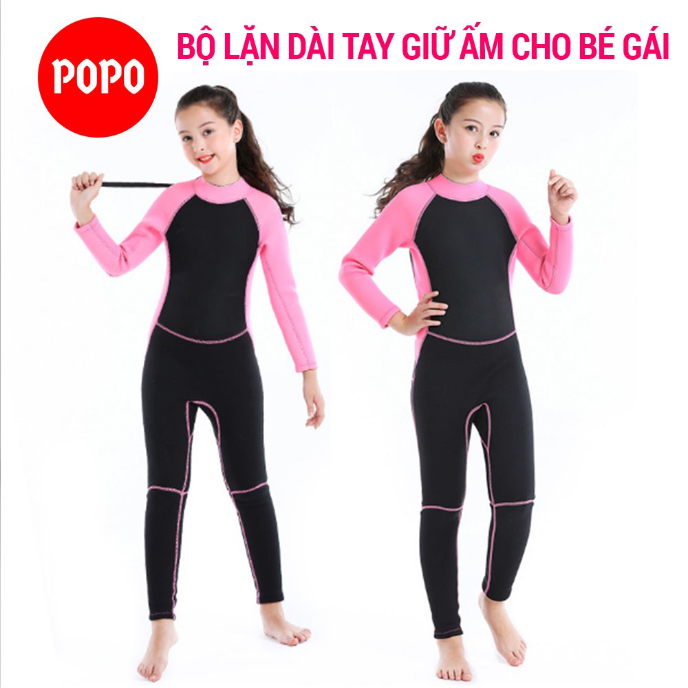 Bộ đồ lặn trẻ em dài tay liền thân dày 2,5mm giữ ấm cơ thể POPO giúp chống nắng, giữ nhiệt an toàn cho bé