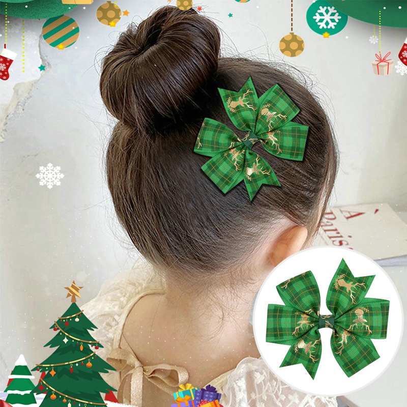 Kẹp Tóc Hình Nơ Giáng Sinh 8CM 1 Cái Cho Bé Gái