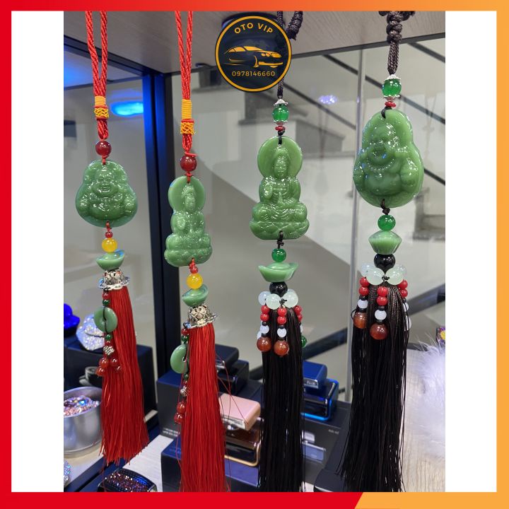 Khánh treo gương xe hình Phật bà Quan âm , Phật di lặc cầu bình an, may mắn