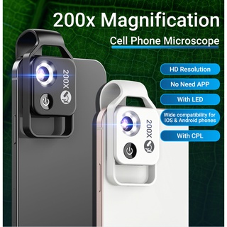 Ống Kính Hiển Vi Apexel 200X Có Kẹp Gắn Camera Điện Thoại Thông Minh iPhone 13 Pro max Huawei