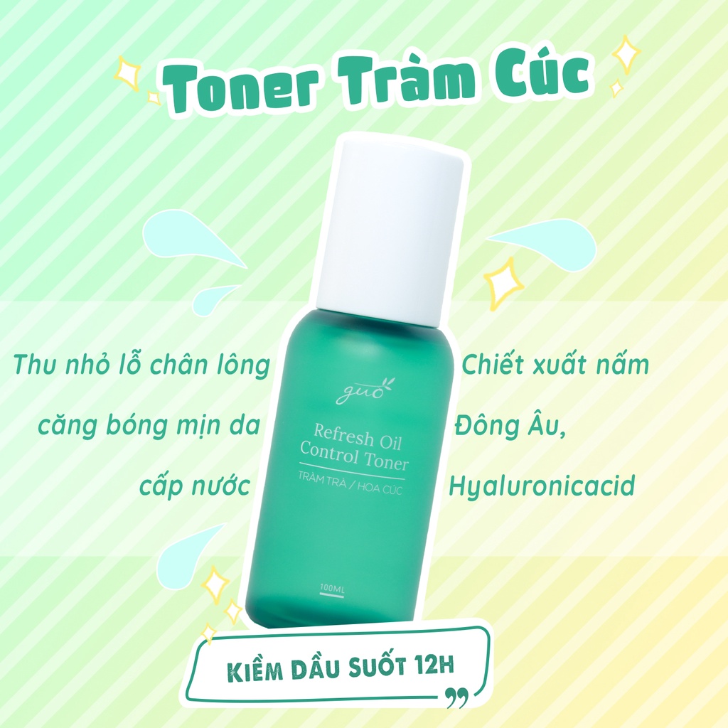 Bộ đôi Toner kiềm dầu thoáng da cả ngày-100% cấp HA căng da ngừa mụn-Toner Cân Bằng GUO(2chai*100ml)