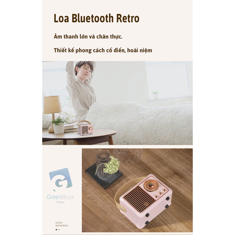 Loa Bluetooth Mini RETRO, Loa Di Động Cổ Điển, Loa Máy Tính, Để Bàn Trang Trí Phòng, Quán Cafe