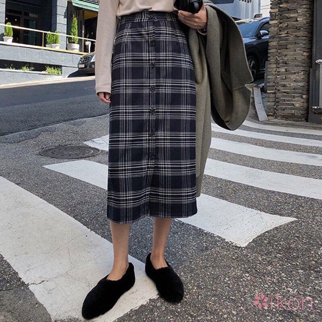 Chân váy kẻ dài kèm ảnh thật | BigBuy360 - bigbuy360.vn