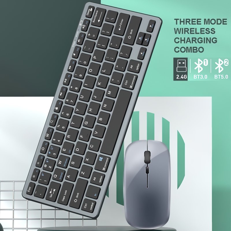 Bộ Bàn phím chuột không dây mini W616 - pin sạc - đa kết nối bluetooth 5.0 + 3.0 + Usb wireless 2.4G