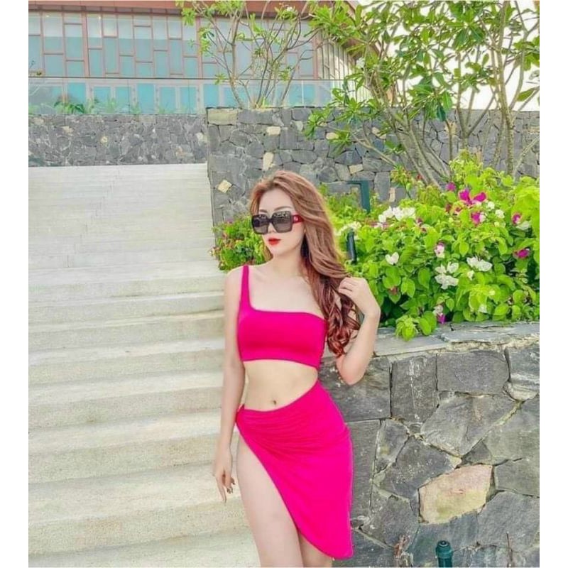 Set bikini 3 chi tiết mặc nhóm siêu chất