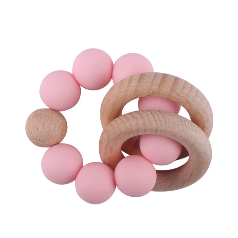 Đồ Chơi Vòng Tay Xỏ Hạt Gỗ Và Silicone Dành Cho Trẻ Em Mọc Răng