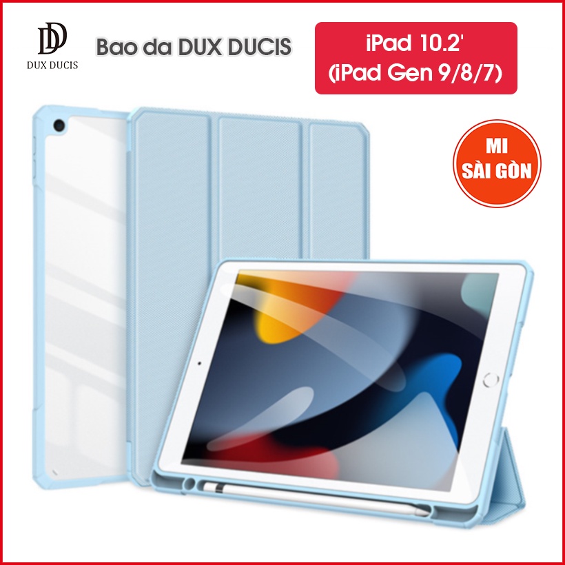 Bao da DUX DUCIS iPad 10.2 inch (iPad Gen 9/8/7) (TOBY SERIES) - Mặt lưng trong, Có Khay Đựng Bút - Xanh