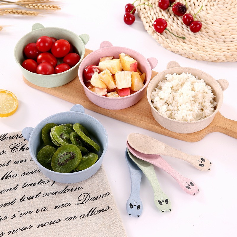 Bát ăn dặm kèm muỗng hình thú cho bé - AT