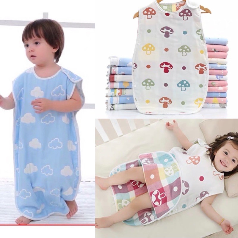 Kids_mart:túi ngủ thu đông cho bé chống đạp chăn, phòng cảm lạnh giữ ấm bụng mùa đông