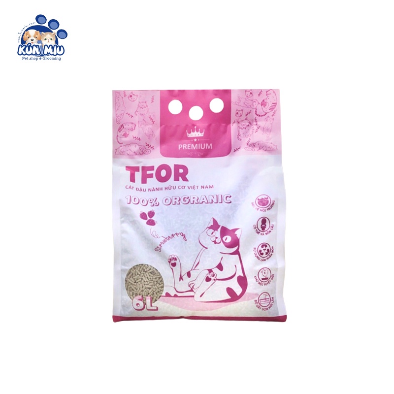 Cát vệ sinh đậu nành hữu cơ,cát mèo,cát hamster TFOR PREMIUM túi 6L (100% organic)