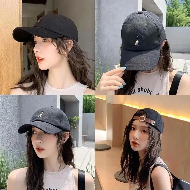 Mũ Bóng Chày Vải Cotton Thêu Hình Hươu Cao Cổ Thời Trang Mùa Hè Cho Nam Và Nữ