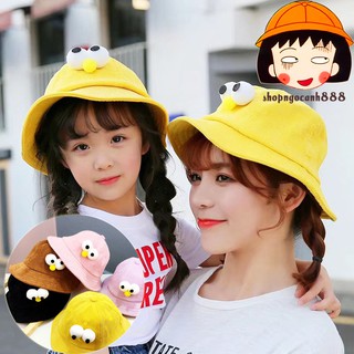 Mũ Nón Maruko Hình Chim Chích Chòe Rộng Vành Bucket Hat Ulzzang Kaki Nhung Siêu Cute Cho Người Lớn Và Trẻ Em ^^