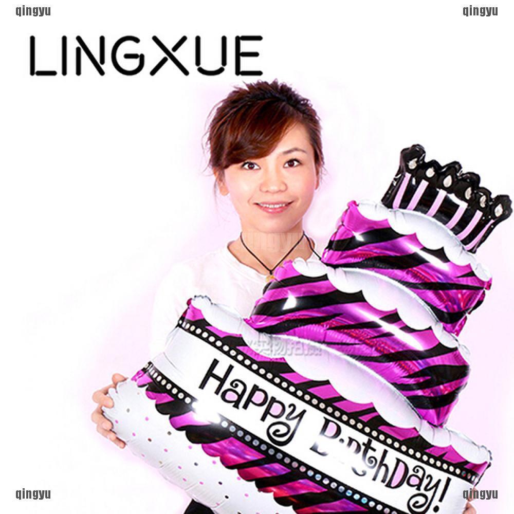 Bong Bóng Nhôm Hình Bánh Kem Chữ Happy Birthday Thời Trang