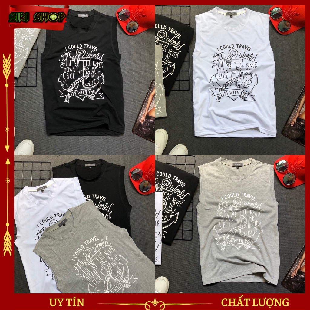 Áo Tank Top Nam SIRI-AT02 Áo Thun Ba Lỗ Cotton In Hình Mỏ Neo Cực Ngầu - 3 Màu