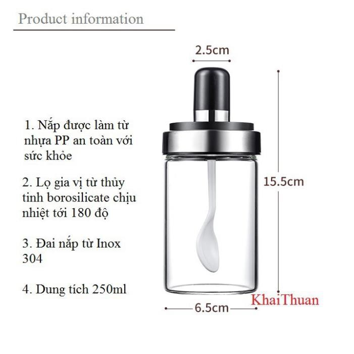 [Giá Gốc] Lọ Thủy Tinh Đựng Gia Vị Kèm Thìa Dung Tích 250ml Mua Nhiều Giảm Giá