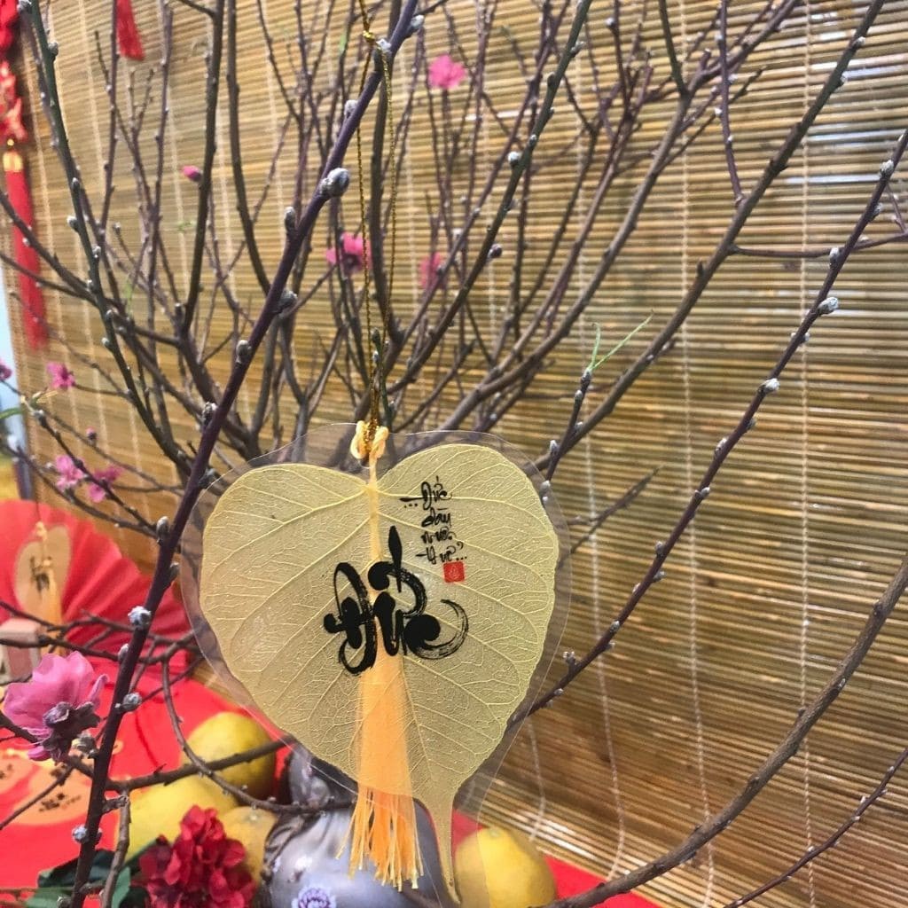 Lá Bồ Đề Mạ Vàng Trang Trí Cây Cảnh, Treo Tường, Treo Xe, Ốp điện thoại may mắn