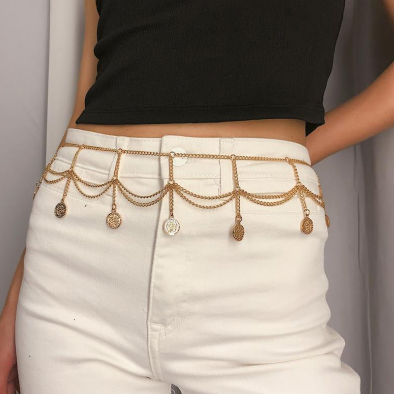 Dây thắt lưng nhiều lớp thiết kế hình học tua rua phong cách quyến rũ thời trang độc đáo