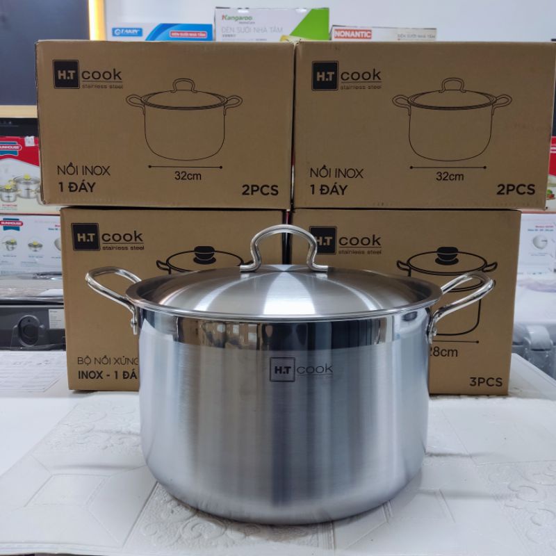 NỒI LUỘC GÀ INOX 3 ĐÁY SUNHOUSE SH28LG, NỒI HT COOK SIZE 32cm HÀNG CAO CẤP CHÍNH HÃNG