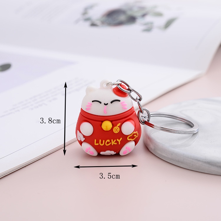 Móc Treo Gắn Chìa Khóa Nhà Xe Balo Túi Xách Quà Tặng Lưu Niệm Hình Mèo May Mắn Lucky 3D - Minh An Saigon