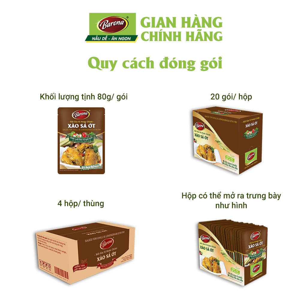 Gia Vị Xào Sả Ớt Barona 80g ướp ngon chuẩn vị không cần nêm nếm