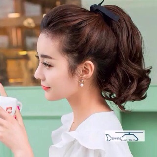 Tóc giả cột xoăn ngắn dễ thương dễ dùng có ghim cài chắc chắn