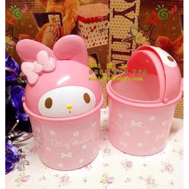 Thùng rác mini thỏ my melody để bàn tiện lợi, dễ thuơng