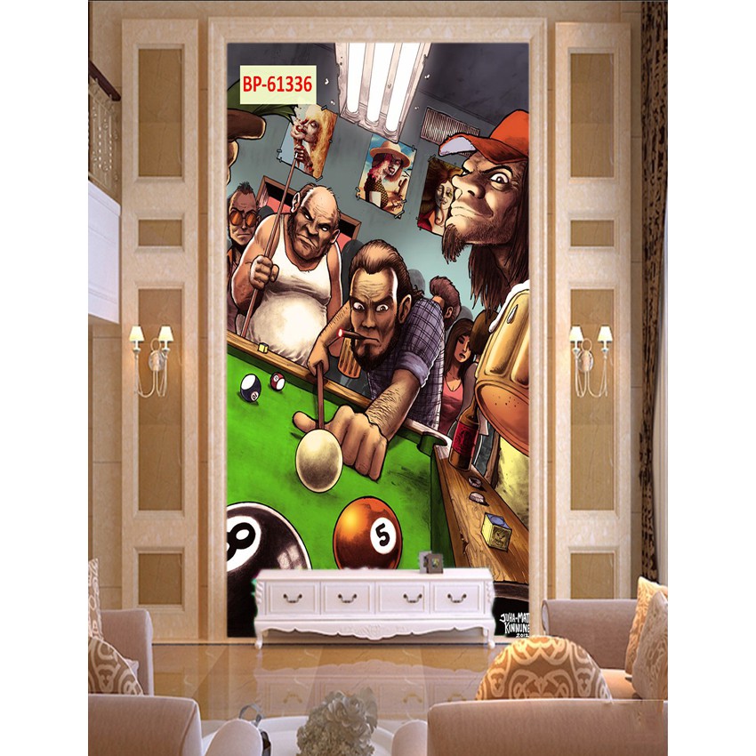 Tranh lụa 3d trang trí quán Bi-a Kích Thước 1,5m x 2m Bi-a 6