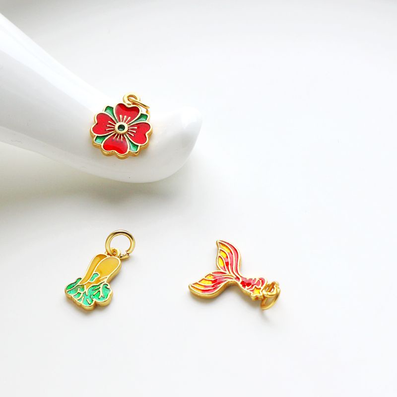 Mặt Dây Chuyền/ Khuyên Tai/ Vòng Tay/ Dây Chuyền Hình Đuôi Cá Màu Vàng Nhám 18k diy