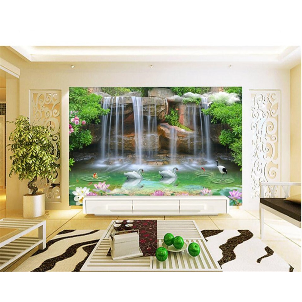 Giấy Dán Tường Họa Tiết Phong Cảnh Thác Nước 3d Lãng Mạn hd Trang Trí Tường