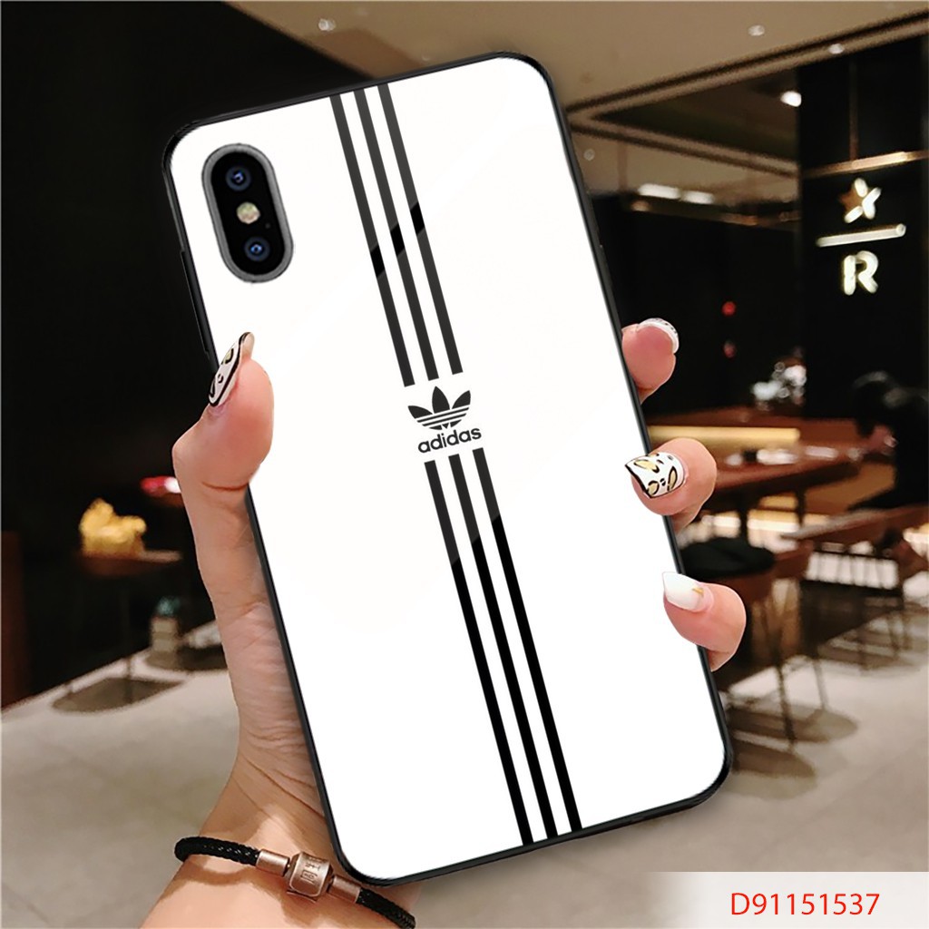 [HOT] ỐP LƯNG TRÁNG GƯƠNG KÍNH CƯỜNG LỰC IPHONE, SAMSUNG NHIỀU ADIDAS NỀN TRẮNG SỌC ĐEN