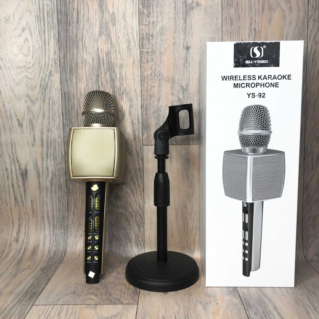 [TẶNG KÈM CHÂN MICRO]  Micro Karaoke Bluetooth YS92 hát karaoke sân khấu, karaoke gia đình, chất lượng thu giọng tốt