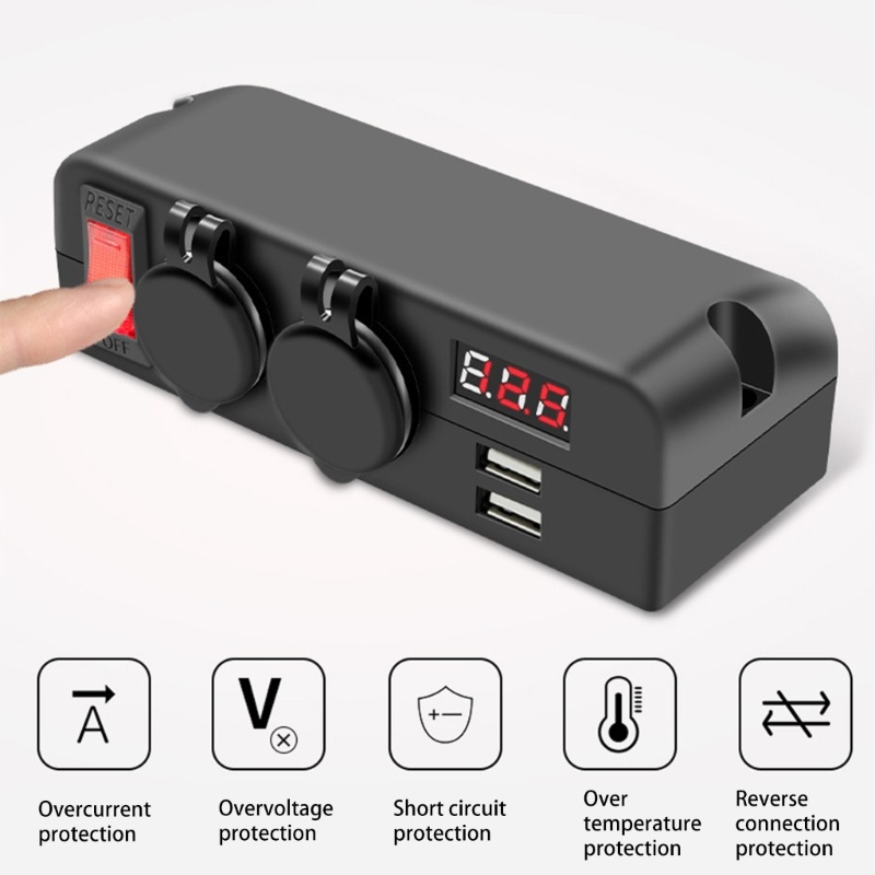 Tẩu Sạc Alli 3 Trong 1 Cổng USB Có Vôn Kế Cho Tàu Thuyền / Xe Hơi