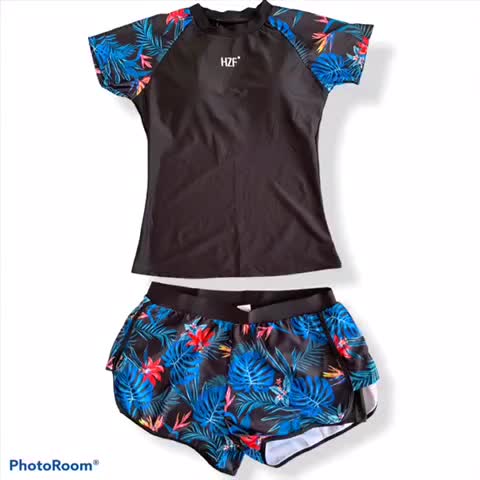 Bikini Nữ Đi Biển Thể Thao Phối Hoa Xanh Kèm Mút Lót - Bộ Đồ Bơi Nữ Kín Đáo Quần Đùi Chất Thun Lạnh Cao Cấp - Daube-B002 | BigBuy360 - bigbuy360.vn