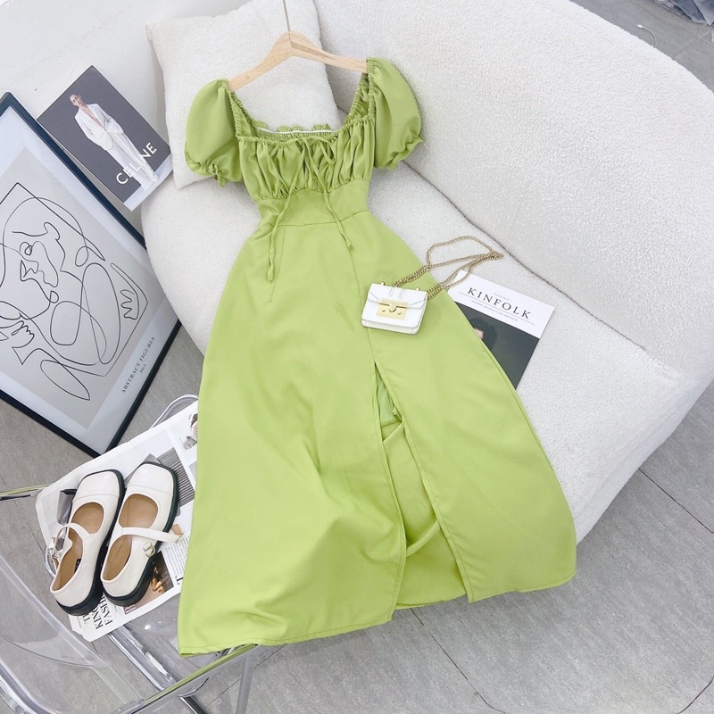 MAXI XANH RỚT VAI DÂY CỔ YẾM CUTOUT LƯNG BOCHUN | BigBuy360 - bigbuy360.vn